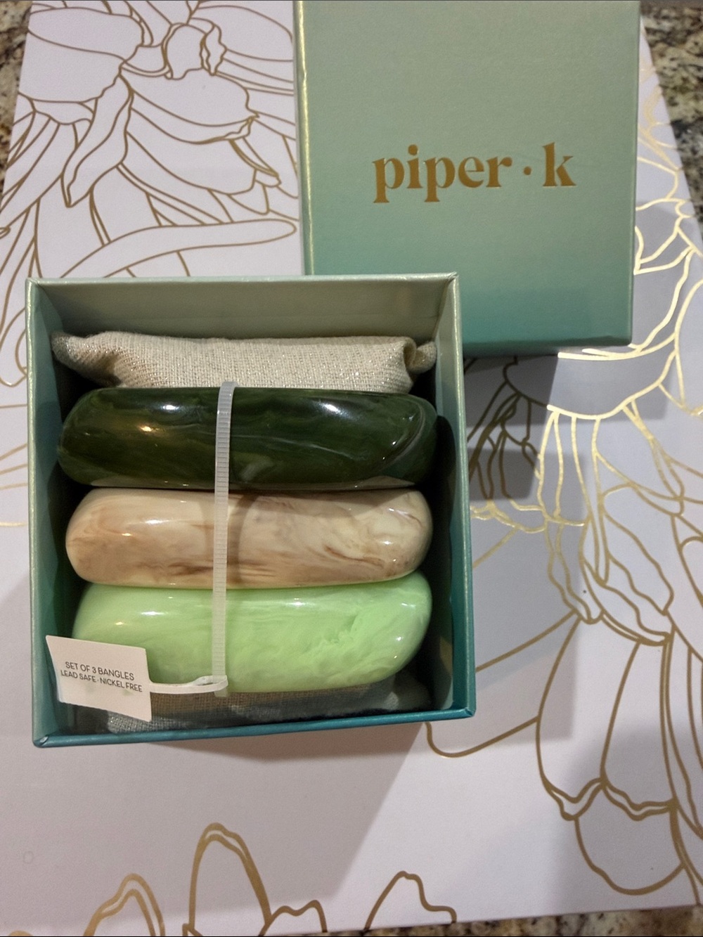 💚 Piper K Chunky Fun Lime Sherbet Greens Bangle Bracelet Set 3